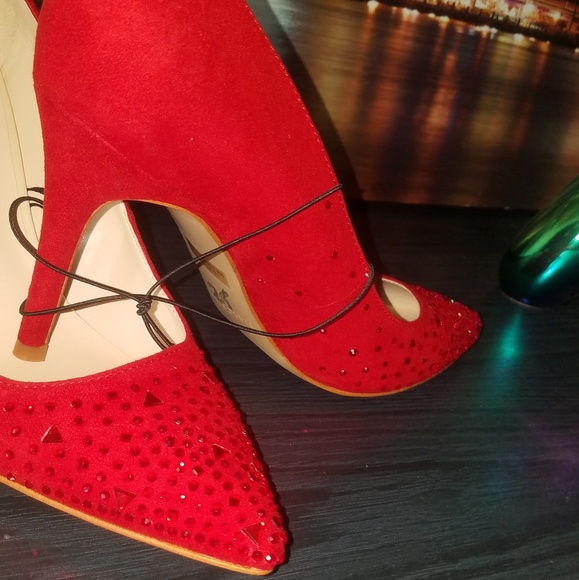 Marc Fisher Heels with Red Sparkle - Picture 2 of 5